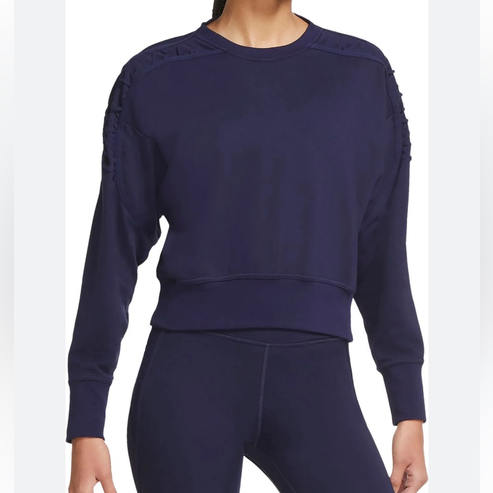 Nike Women's Fleece Cropped Crewneck Training Sweatshirt Navy DA0447-498 Large